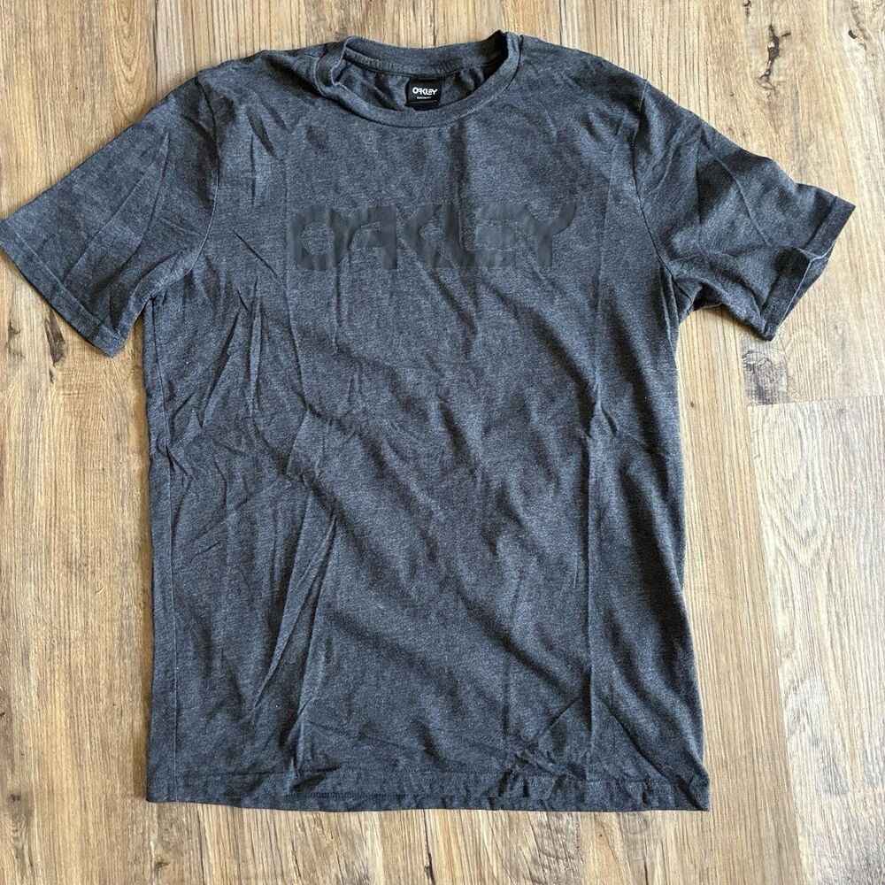 Oakley Men's Custom Fit Graphic Logo Gray Knit Crewneck T-Shirt Size S
